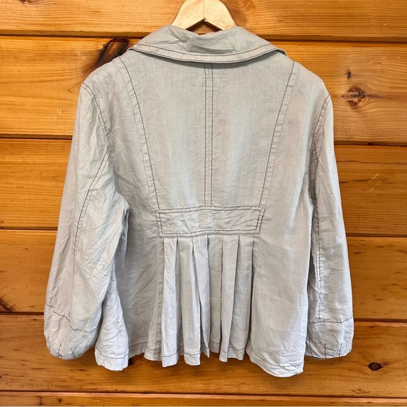 Calvin Klein Jeans Long Balloon Sleeve L Tan Linen L Jacket - Picture 2 of 5